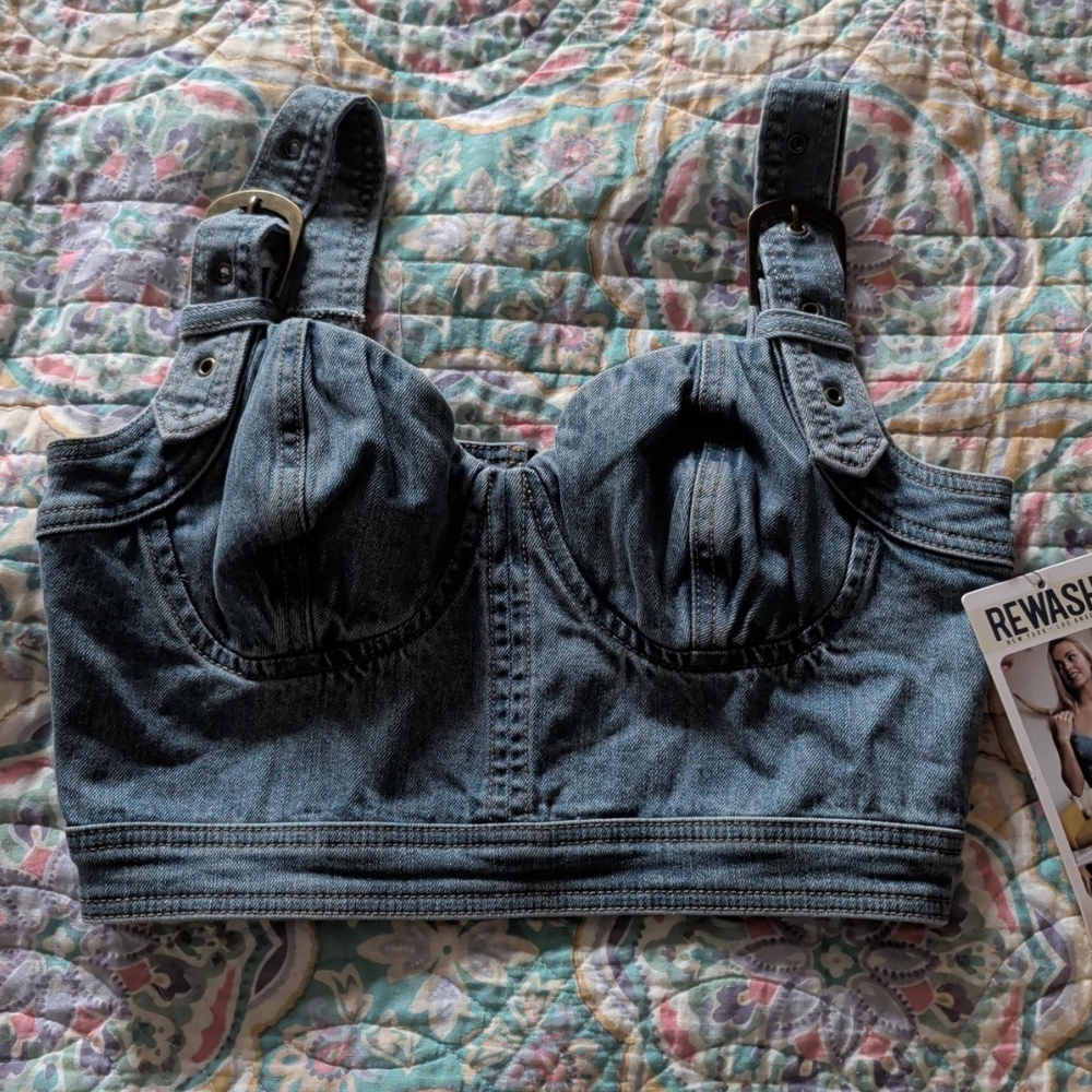 Rewash Blue Denim Crop Top